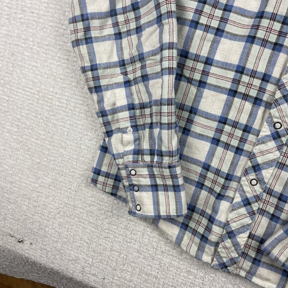 Salt Valley Western Shirt Men’s L White / Blue Plaid Button Up Long Sleeve Snap* - Picture 6 of 16